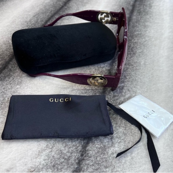 Gucci GG Logo Luxury Chocolate Brown Square Sunglasses GG1022S - Picture 10 of 11